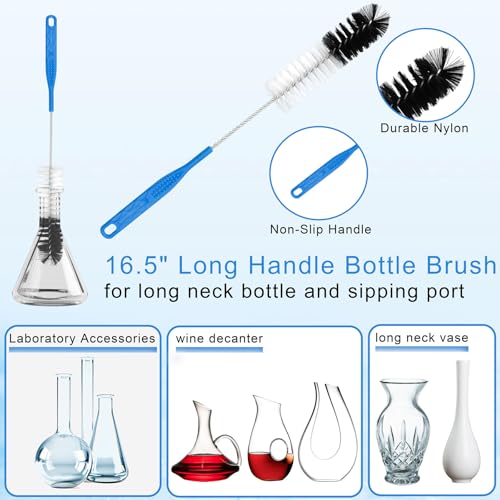13Pcs Glass Cleaning Kit Tube Pipe Cleaners Straw Cleaner Brush - Reusable Handles Extra Long Bottle Brush & for Glass Water Stan-Ley Mugs (40,30,20 oz), for Sippy Cup, Water Bottle, Tubes Drains