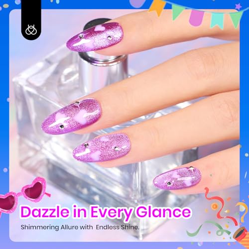 Beetles Cat Eye Gel Nail Polish Set, 6 Colors Cat Eye Glitter Gel Polish - color: A - Cat Eye | Youth Radiance