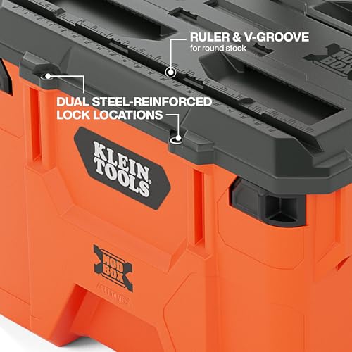 Klein Tools 54100MBX MODbox Rolling Tool Box, Heavy Duty Portable Tool Organizer with Side Mounting, 10-Inch Rubber Wheels, Removable Handle, Deep Stackable Set - size: Rolling