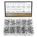 142 Pieces #10-24x 1/4", 5/16", 3/8", 1/2", 5/8", 3/4", 1", 1-1/4", Phillips Pan Head Machine Screws Nuts Washers Assortment Kit, 304 Stainless Steel, Fully Machine Thread - size: #10-24