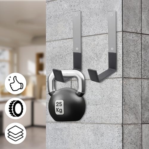 Bivethoi Heavy Duty Steel Hooks, 2 Pack | Garage Storage Utility Hooks, Garden Tool Organizer, Wall Mount, Small U Hooks