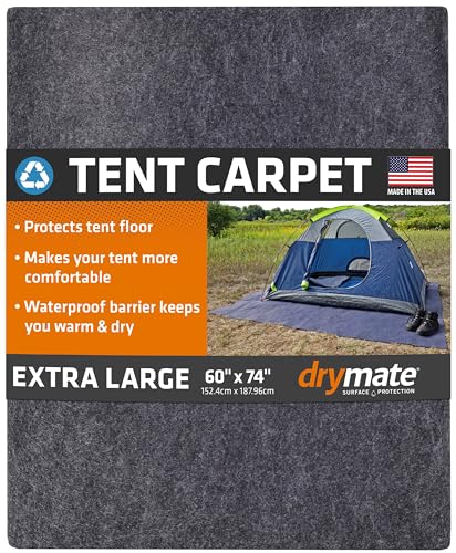Drymate Tent Carpet Mat, Protective Waterproof Liner Keeps You Warm & Dry, Camping Floor Rug Accessory (60" x 74"), Durable, Lightweight, Soft & Comfortable, Trimmable Material (USA Made) (Charcoal) - size: 5' x 6'2" (Rectangular)