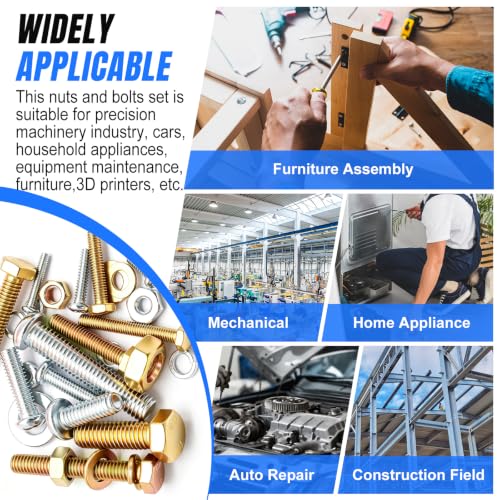 Nuts and Bolts Assortment Kit - Phillips Pan Head & Grade 8.8 Bolts - color: Silver - M3 M4 M5 M6 M8 1/4 5/16 3/8 #6 #8 #10
