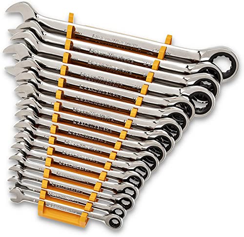 GEARWRENCH 30 Piece 12 Point Ratcheting Combination SAE/Metric (1/4-1 in., 8-24 mm) Wrench Set with Wrench Racks - 86702 (Pack of 2) - size: 30 Piece (Pack of 2)