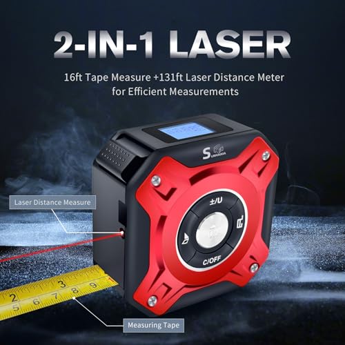 2 in 1 Laser Tape Measure with Level | 131ft/40M