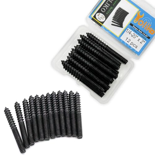12 Pack 1/4-20 x 2 Inch Black Hanger Bolts 1/4-20" Double Headed Bolts 1/4 Wood Dowel Screw Self-Tapping Screw Hanger Bolts for Furniture Screws Double Screw Threaded Rods Bolt 50mm Length - size: Black 1/4-20"x2"-12PCS