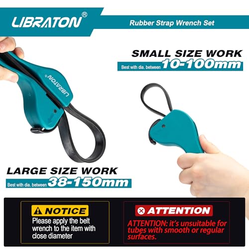 LIBRATON 2PCS Strap Wrench Set, Oil Filter Wrench, Rubber Strap Wrench