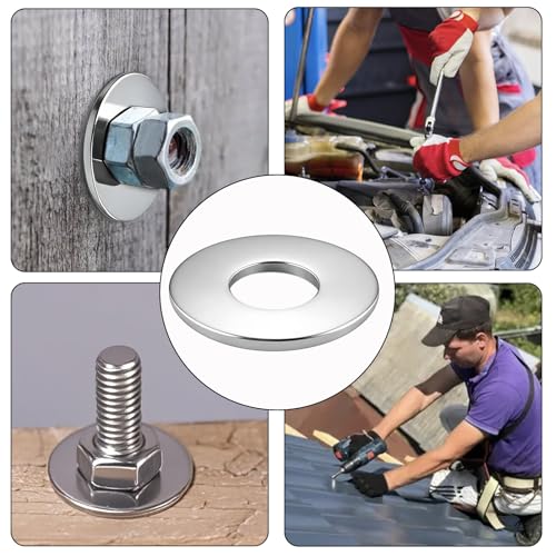 50-Piece 3/8" x 1" 304 Stainless Steel Flat Washers, Screws Washers and Repair Washers for Industrial, Automotive and Home Use - color: Silver, size: 3/8" x 1"