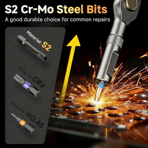 42 in 1 Magnetic Ratchet Screwdriver Set With T-Handle, Grey - color: Grey, size: 42 In 1