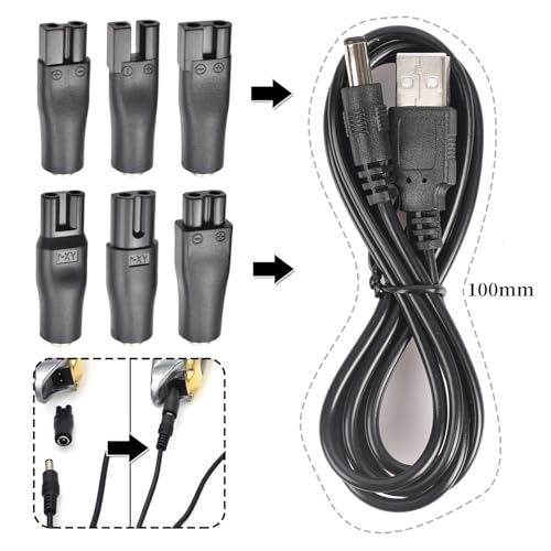 Universal Replacement 7PCS USB 5V Charger Cable, Compatible for Electric Hair Clippers, Beard Trimmers, Shavers, Beauty Instruments, Desk Lamps, Purifiers. (1)