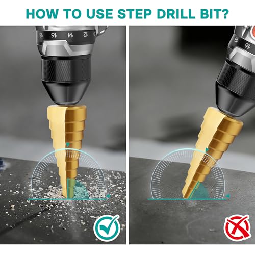 Step Drill Bits 3Pc, HSS Titanium Coated Step Drill Bit Set for Wood - style: 3PC