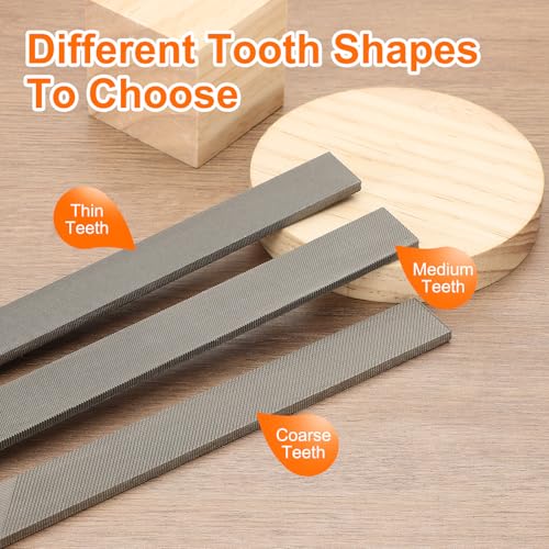 HARFINGTON 3pcs Flat Cut File 10" Double Cut Teeth High Carbon Steel Hand Rasp File with Wood Handle for Metal Wood Deburring Removing - size: 10"