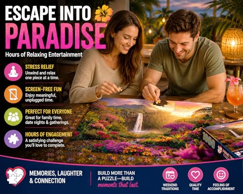 Adult Jigsaw Puzzle Hawaiian Waterfall 1000 Piece - color: Hawaii Waterfall