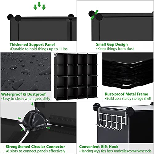 C&AHOME 16 Cube Storage Organizer Cube Shelves Units Storage Cubes, Black - color: Black