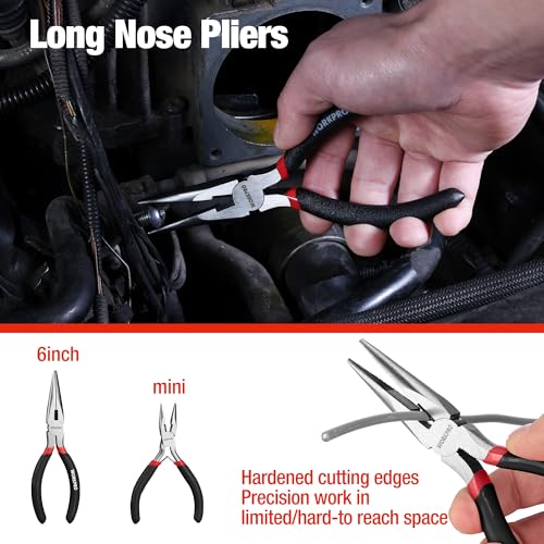 WORKPRO 7-piece Pliers Set, Pliers Tool Set with Comfort Grip, Black - color: Black