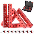 Neddie 90 Degree Corner Clamps for Woodworking, 4-Pack 5.5-Inch Squares | Anodized aluminum, 8 L-bolts with adjustable blocks, up to 3.5 in, dual-unit scales, case, cabinets, drawers, boxes, frames