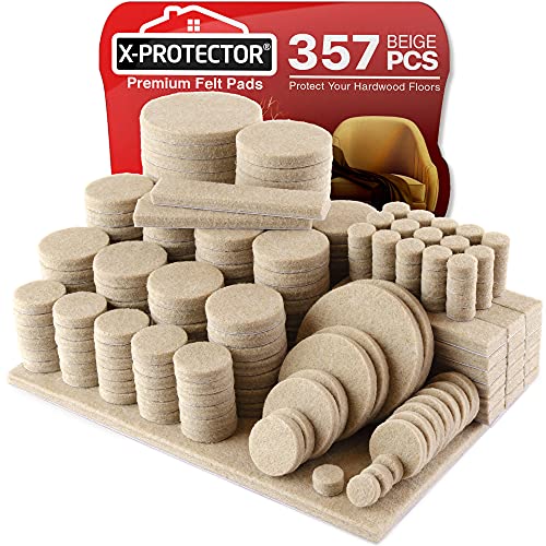 X-Protector 357 pcs Beige Felt Furniture Pads - Hardwood Floor Protectors - size: 357 PCS Beige