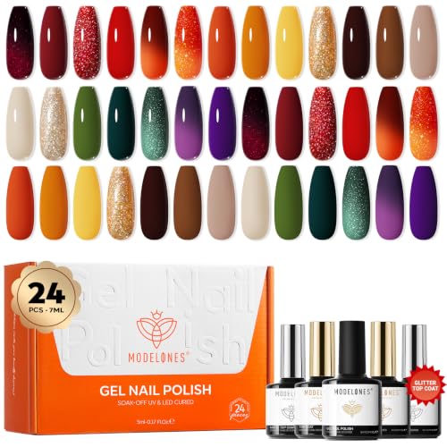 modelones Gel Nail Polish Changing Glitter 20 Colors Primer Top Base Coat - color: A0- Colors Changing Colors