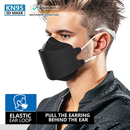 KN95 Face Masks 50 Pack, Breathable Comfortable and Disposable KN95 Mask, Black - color: Adult Black