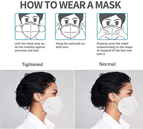 LEMENT 50PCS KN95 Face Mask, Cup Dust Masks with Elastic Ear Loops(White) - color: Adult-50 Pack-white