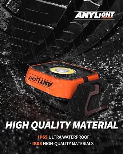 Work Light, Magnetic Rechargeable Light with 4 Modes, 150°Rotation - color: Orangey