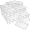 SATINIOR 24 Packs Small Clear Plastic Beads Storage Containers Box with Hinged Lid for Storage of Small Items, Crafts, Jewelry, Hardware(4.8 x 2.4 x 0.9 in) - size: 4.8 x 2.4 x 0.9 in