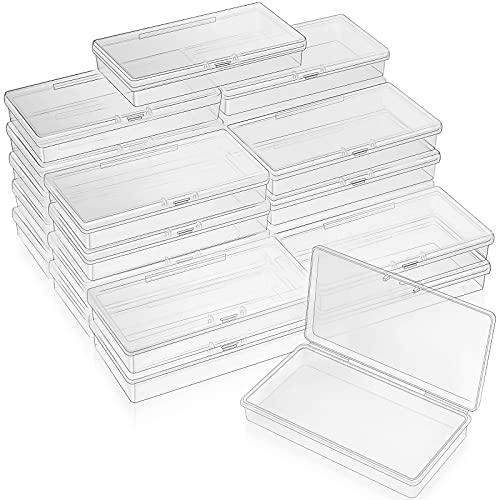 SATINIOR 24 Packs Small Clear Plastic Beads Storage Containers Box with Hinged Lid for Storage of Small Items, Crafts, Jewelry, Hardware(4.8 x 2.4 x 0.9 in) - size: 4.8 x 2.4 x 0.9 in