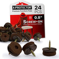 Screw-On Felt Furniture Pads X-Protector 24 PCS - 0.8” Premium Chair Glides - size: 0.8"