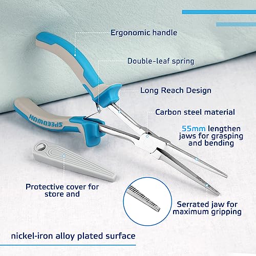 SPEEDWOX Long Reach Extra Long Needle Nose Pliers With Teeth Wire Looping Pliers for Jewelry Making, Protective Cover For Narrow Space - style: Upgrade Needle Nose Pliers with Teeth