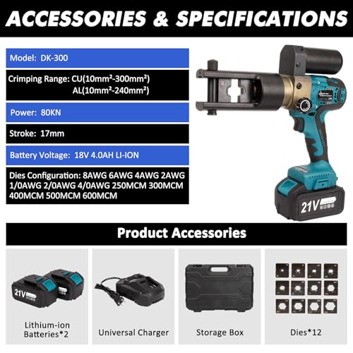 Hydraulic Cable Lug Crimping Tool 8T Battery Powered
