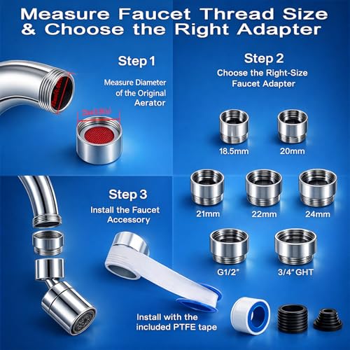 7 PCS Female Thread Faucet Adapter Kit, Sink Faucet Aerator Adapter - color: Silver, size: FMulti-M22