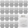 MAKERELE Nylon Waterproof Cable Gland Strain Relief IP68 Plastic Grey Cable Gland Joints with Gaskets - color: Grey, size: 3/4" 20pcs BAG