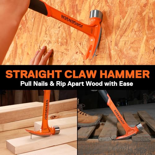 JORGENSEN 22 oz One-piece Forged Framing Claw Hammer with Nail Holder - size: 22 oz