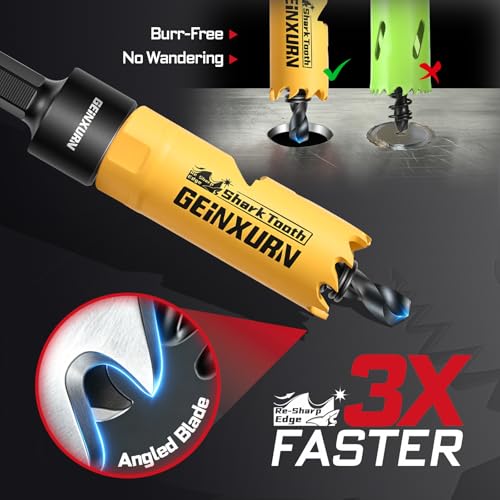 Geinxurn 3/4 Inch(19mm) Hole Saw, 2PCS HSS Bi-Metal Hole Saw Kit with Shark Tooth Hole Cutter for Wood,Drywall, PVC Boards and Thin Metal - color: 2 PCS 3/4"
