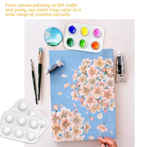Paint Tray Palettes Plastic Paint Pallets for Kids or Students Watercolor Palette Painting Tray for Painting Party, DIY Craft and Art Painting (50)