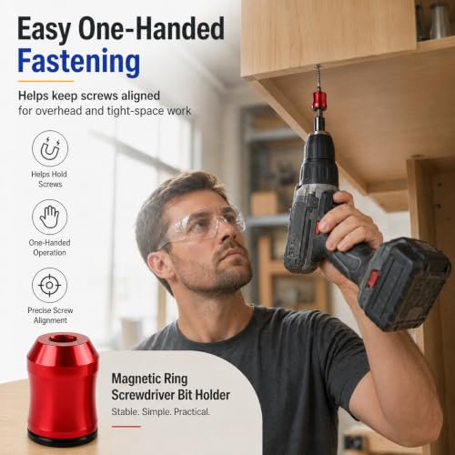 Magnetic Screw Holder Set, 3 PCS Bit Magnetizer Rings with 3 PCS PH2 Screwdriver Bits, Strong Magnetic Drill Bit Holder for 1/4 Inch Hex Bits, Magnetic Screw Holder for Drill, DIY Repair Tool