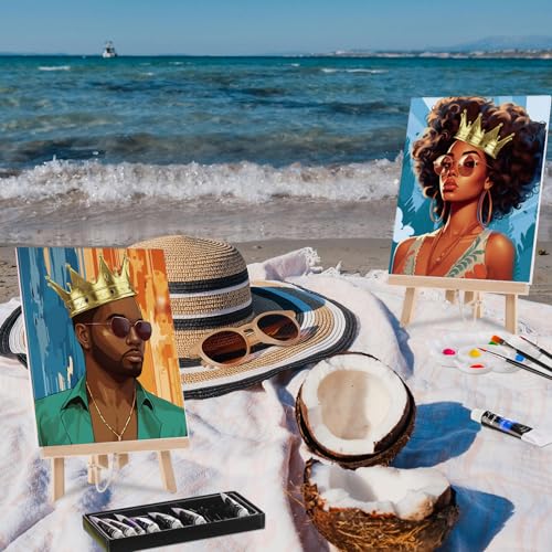 Ctosree 72 Pcs Couple Paint and Sip Kit for Adults Pre Drawn Canvas - style: Couple