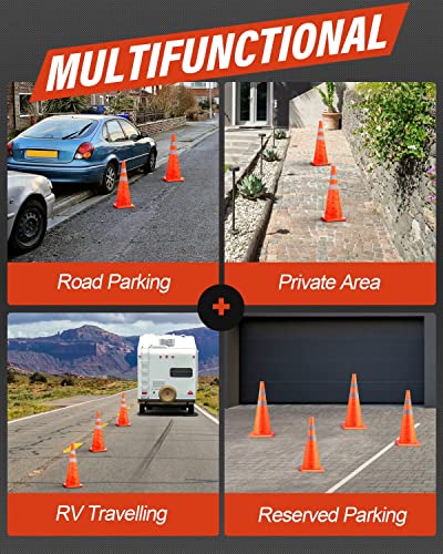 RoadHero 18 Inch 4 Pack Collapsible Traffic Safety Cones with Bag, Orange - size: 18 Inch