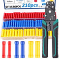 smseace 210PCS Wire Butt connectors with Crimping Tool 22-10AWG Butt Splice Connectors Insulated Electrical Straight Wire Terminal - size: 211Pcs