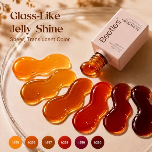 Beetles Jelly Tortoise Fall Gel Nail Polish Set 6 Transparent Fall Colors - color: D - Brown-06