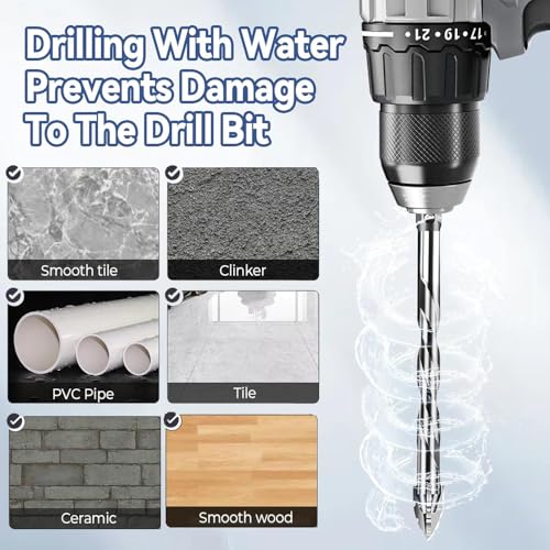 6 Pcs Four-Flute Sawtooth Eccentric Twist Drill Bit, Concrete and Masonry Drill Bit Set, Set for Concrete/Glass/Tile/Wood/Metal, Hexagonal Shank Drills, Short bits, (4/5/6/8/10/12mm)