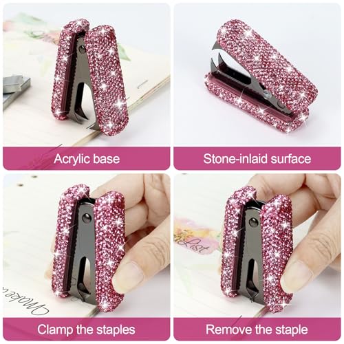 MultiBey Bling Acrylic Staple Remover with Metal Jaws, Pink Black - color: Pink Black