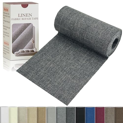 Gheeidau Linen Repair Tape 4x70 Inch Self-Adhesive Couch Patch Repair Fabric Patch for Furniture,Sofas,Cushion,Chairs,Bags,Linen Goods(Dark Grey) - color: Dark Grey