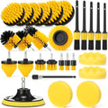 28 Pack Drill Brush Attachment Set, Power Scrub Brushes Extend Long Reach Tools for Grout, Floor, Tub, Bathroom and Kitchen Surface,Scratch Brushes (Yellow) - color: Yellow