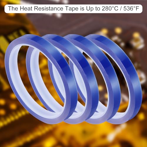 uxcell Blue Heat Tape, 1 Roll 10mmx33m 108ft High Temperature Heat Resistant Tape for Sublimation,Heat Vinyl Press,Heat Transfer, Circuit Board, No Residue - color: Blue, size: 10mmx33m