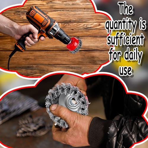 9 Pack Wire Cup Brush for Angle Grinder 5/8"-11 UNC Threaded Arbor Knotted Carbon Steel Wire Brushes Rust & Paint Removal Heavy Duty Cleaning Cup Brush Set