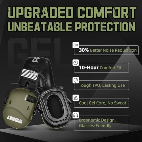 PROHEAR 022 Electronic Ear Protection for Shooting & Hunting - 29dB SNR Noise Reduction, 4 Omnidirectional Microphones - color: Electronic-silicone Ear Pads-green