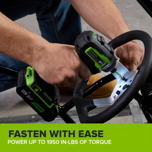 Greenworks 24V Brushless Cordless Impact Driver (1950 in-lbs.), 1/4" Hex Collet, 2.0Ah USB-C Battery, 30W USB-C Charger & 3.3FT Braided Cable, Compatible with iPhone/iPad/Samsung & More - size: 1950 in-lbs Impact Driver