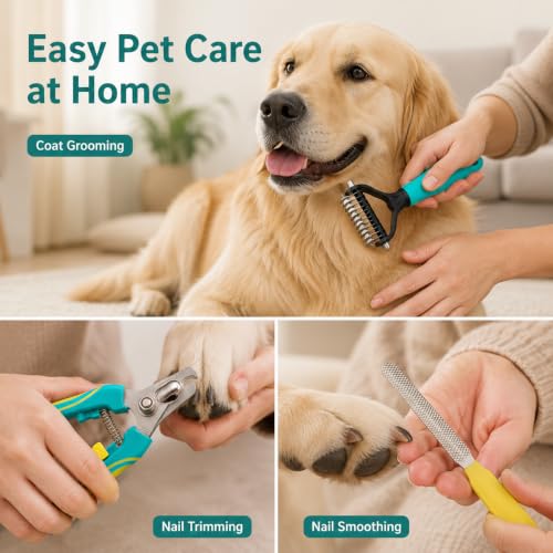 3-Piece Pet Grooming Kit with Rake, Clipper and File - color: Dopamine colors-3 PCS