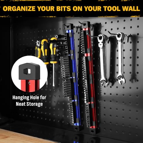 2-Piece Magnetic Slidable Drill Bit Holder, 80 Holes Bit Storage with Strong Magnetic Rail, Screwdriver Drill Bit Organizer for Your Specialty(Bits Not Included) - style: 2 Drill Bit Holder with Magnetic Rail